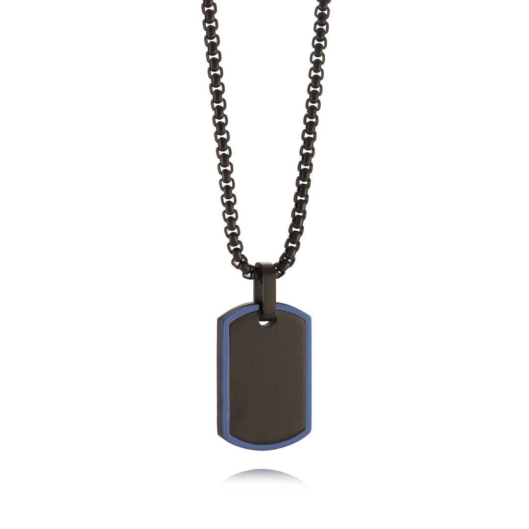 Stainless Steel Blue- Black Dog Tag Necklace.