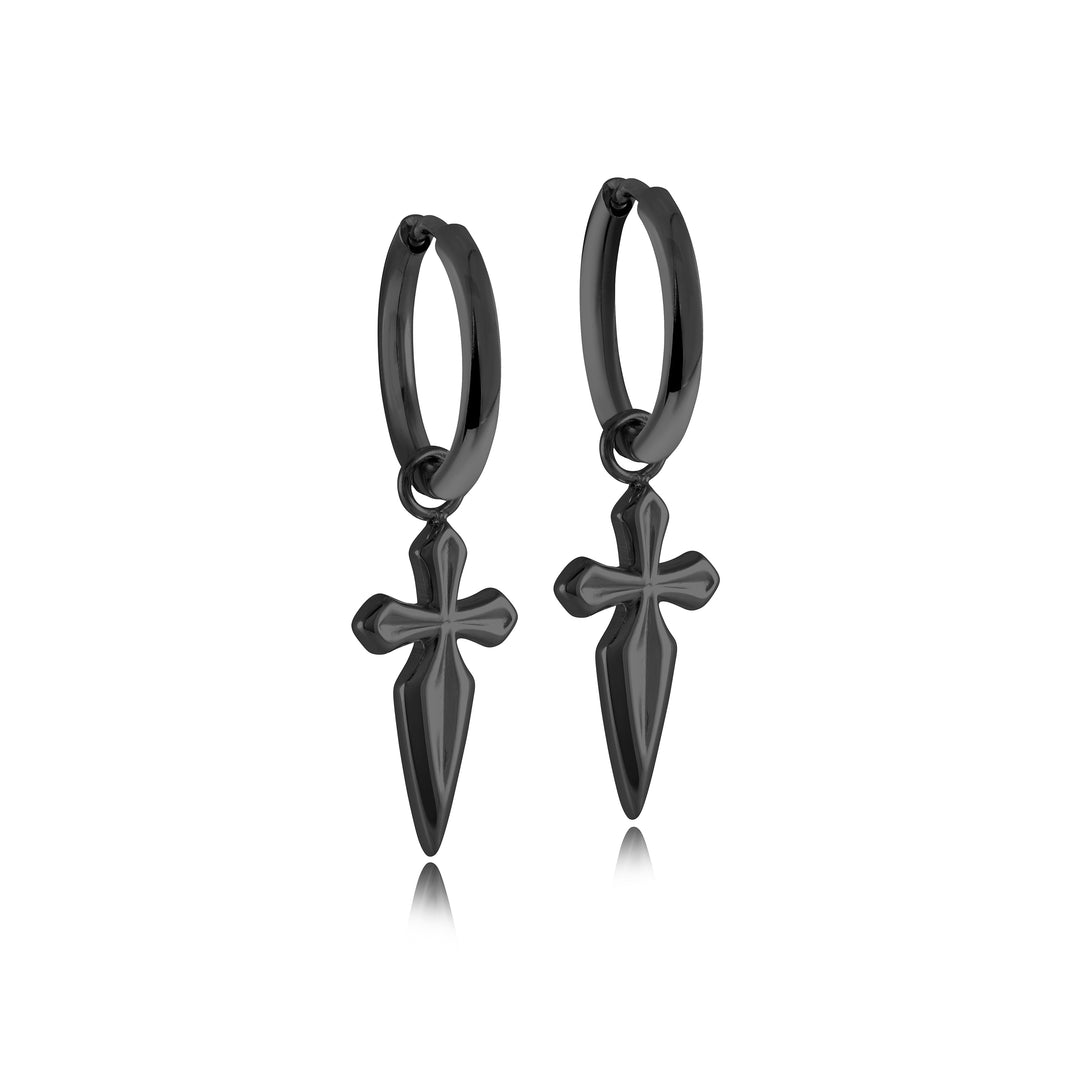 Italgem Cross Dangle Hoop Earrings