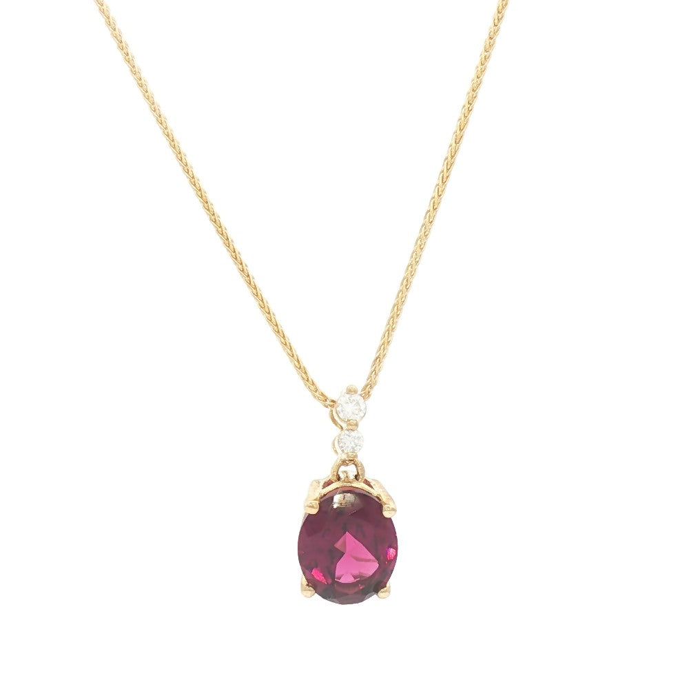 10 Karat Rhodolite Garnet Drop Necklace