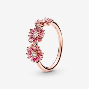 Pandora Pink Daisy Trio Flower Ring, Size 7