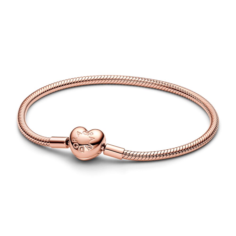 Pandora Moments Heart Clasp Snake Chain Bracelet, 7.5"