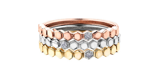 10K Stackable Honeycomb Ring, 0.015 TDW