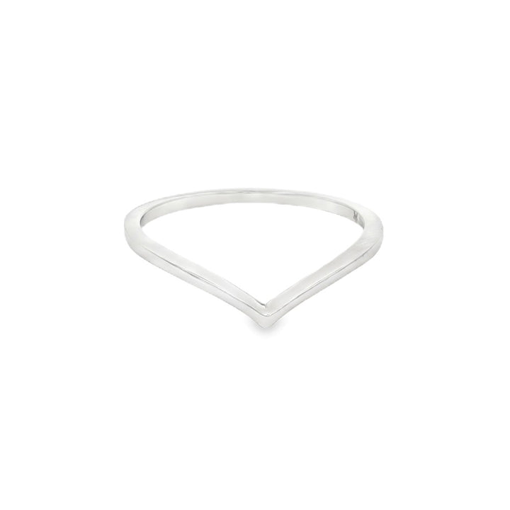 10K White Gold Chevron Stacking Ring