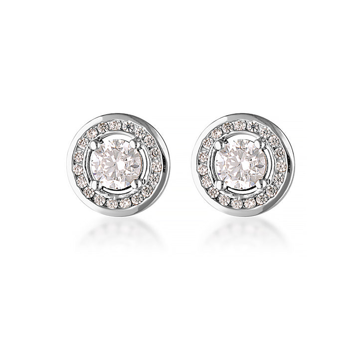 Round Halo CZ Stud Earrings