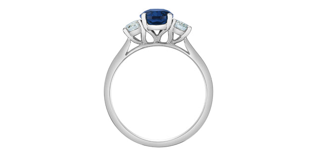 10K Lab-Grown Sapphire & Diamond Ring