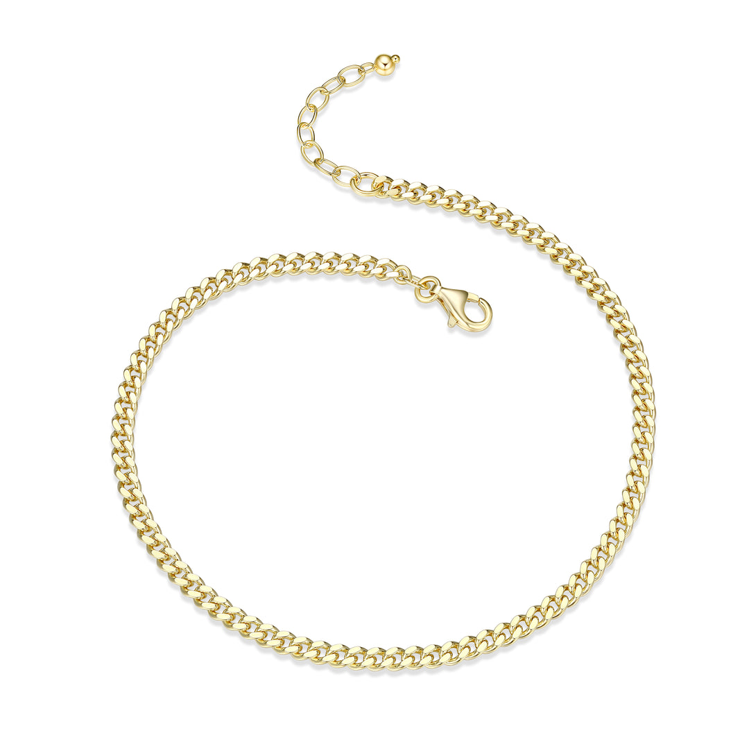 Reign 18k Gold Plated Curb Link Anklet, 10"