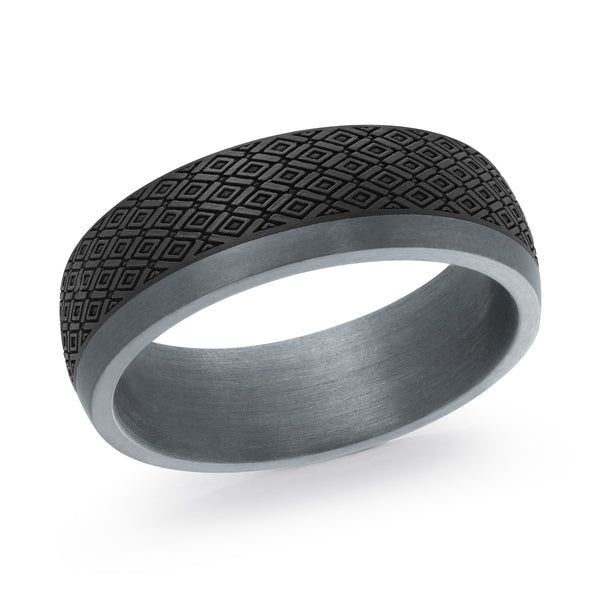 Malo Gunmetal Tantalum & Carbon Fibre Ring, size 10