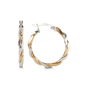 10 Karat Diamond Medium Hoop Earrings, TDW