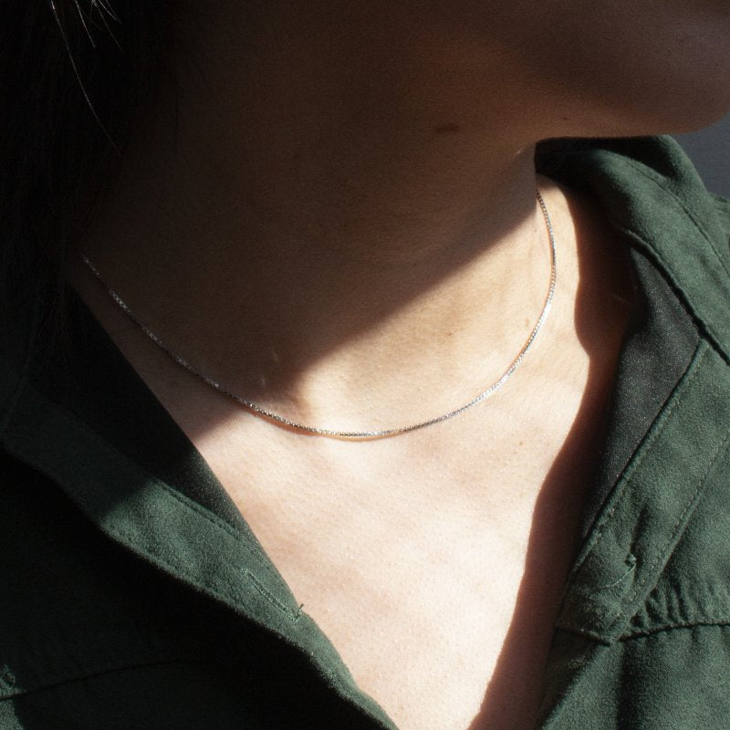 Silver Box Link (1.0mm) Chain, 16"