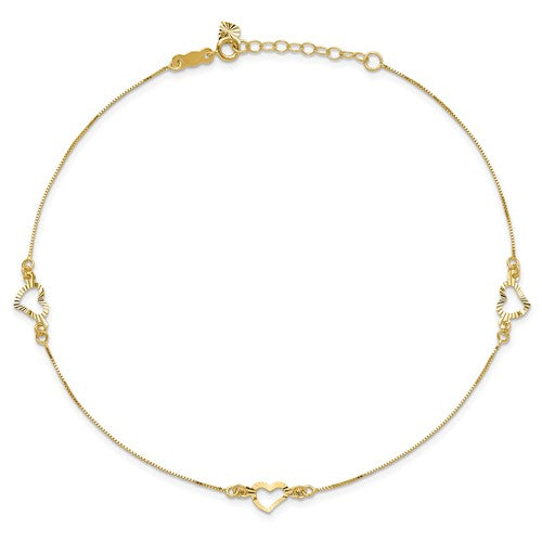 14K Heart Anklet