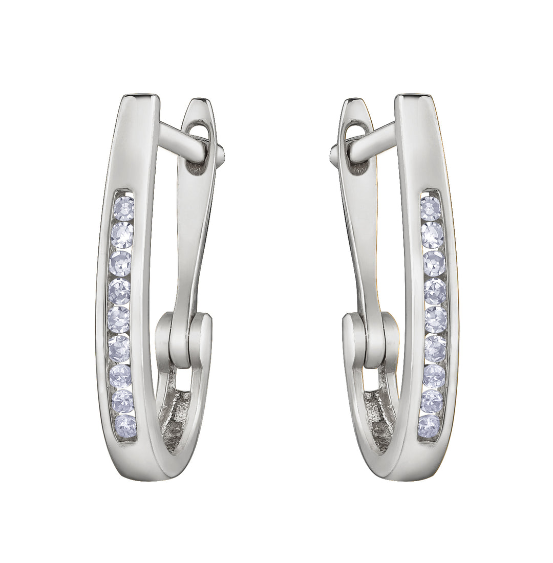 10K Channel Set Hoop Earring, 0.50 TDW