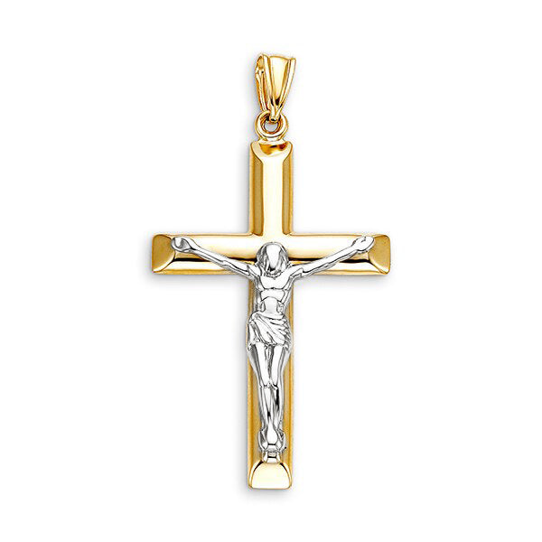 10K Two Tone Cross Pendant