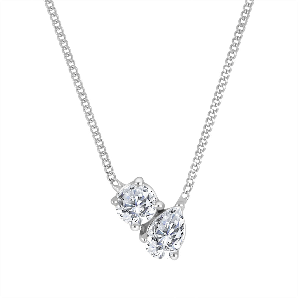 10k white gold Toi Et Moi pend