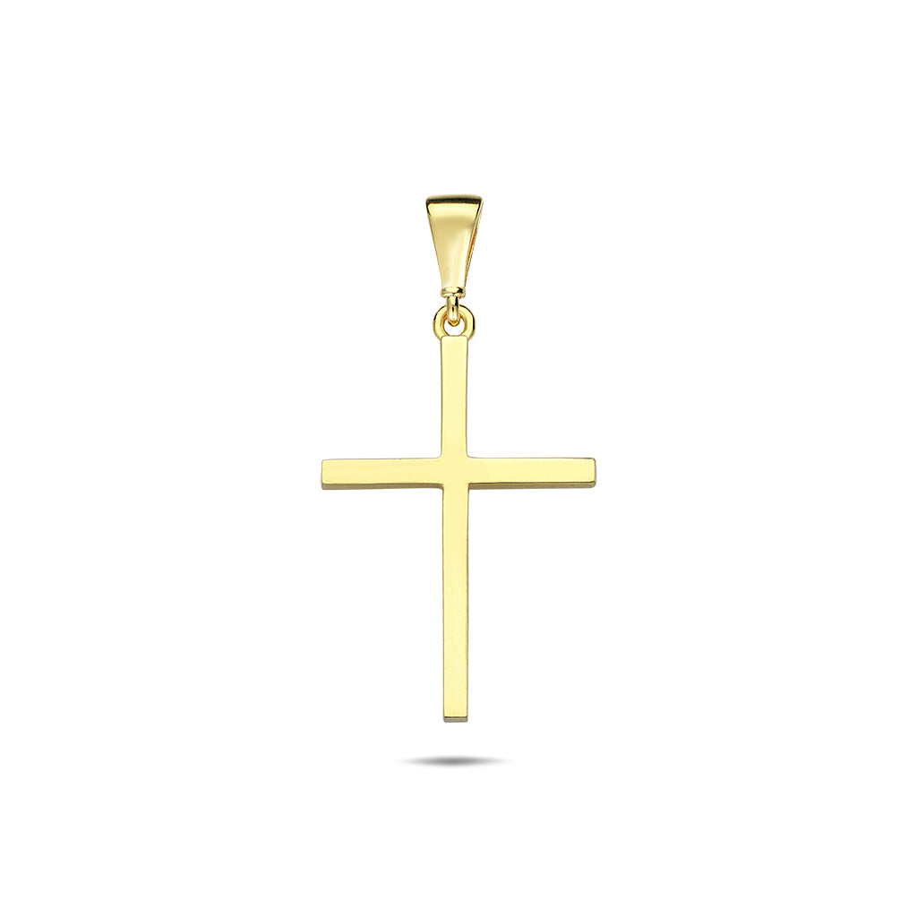 10K Polished Square Tube Cross Pendant