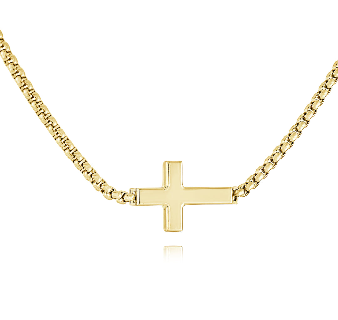 Italgem Steel Gold IP Cross Necklace, 22"
