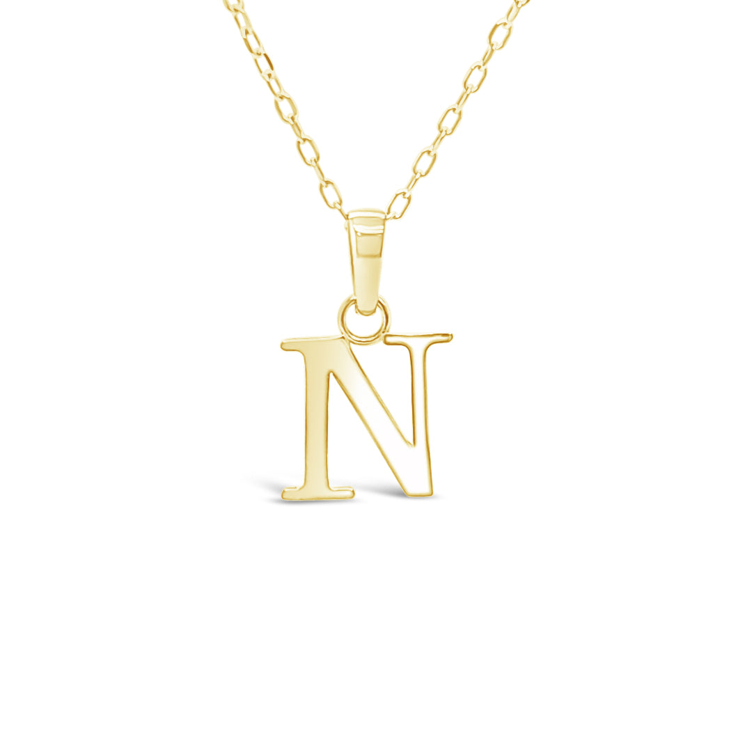 10KY "N" Inital Pendant
