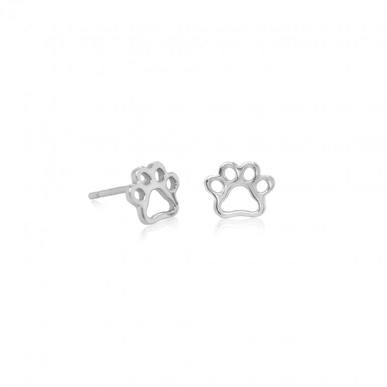 Sterling Silver Paw Print Earrings