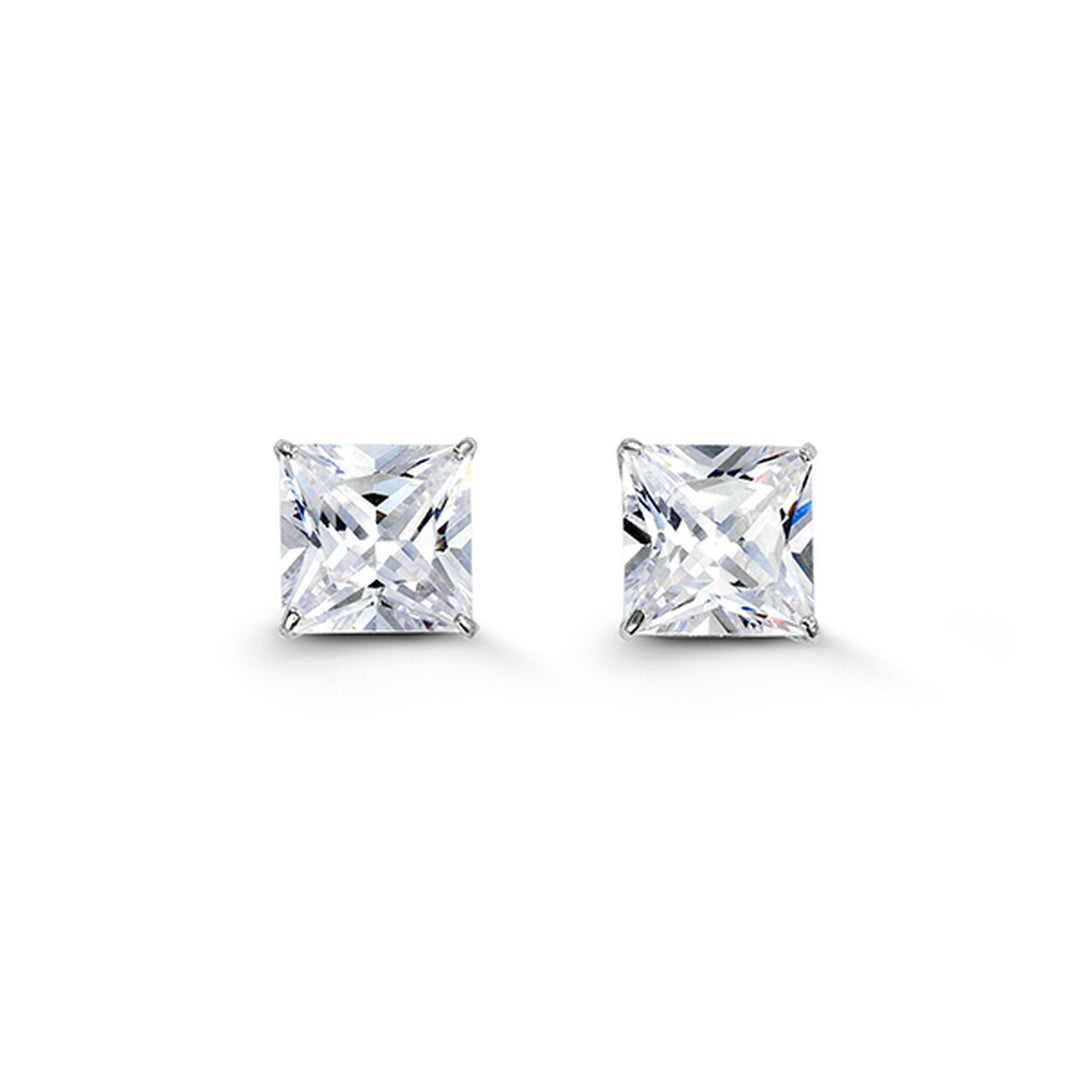 14K CZ Stud Earrings, 7mm