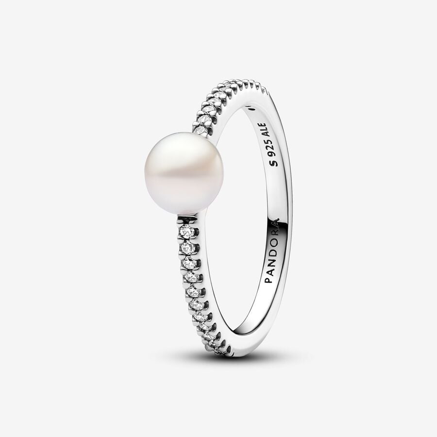 Pandora Treated Freshwater Cultured Pearl & Pavé Ring, Size 7