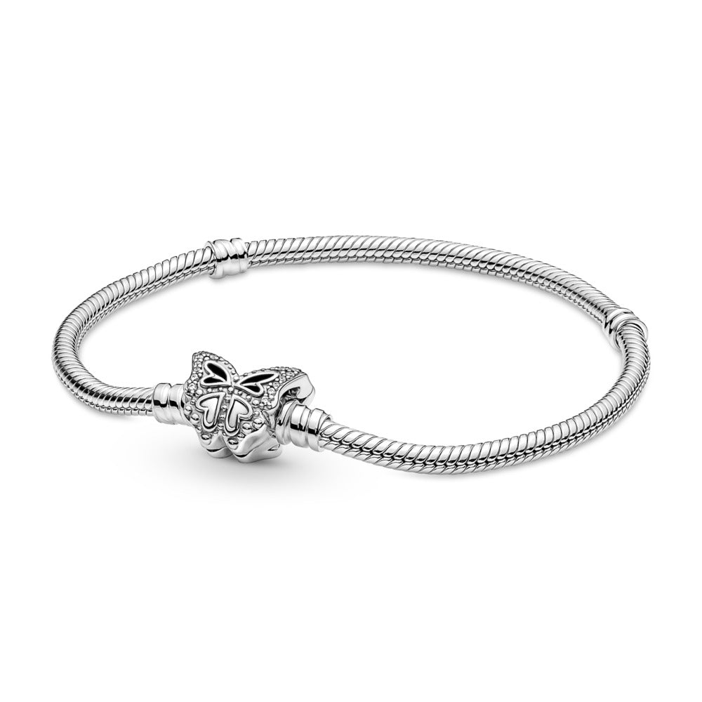 Pandora Moments Butterfly Clasp Snake Chain Bracelet, 7.9"