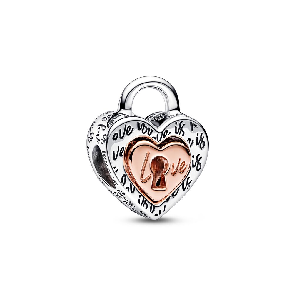 Pandora Two-tone Padlock Splittable Heart Charm