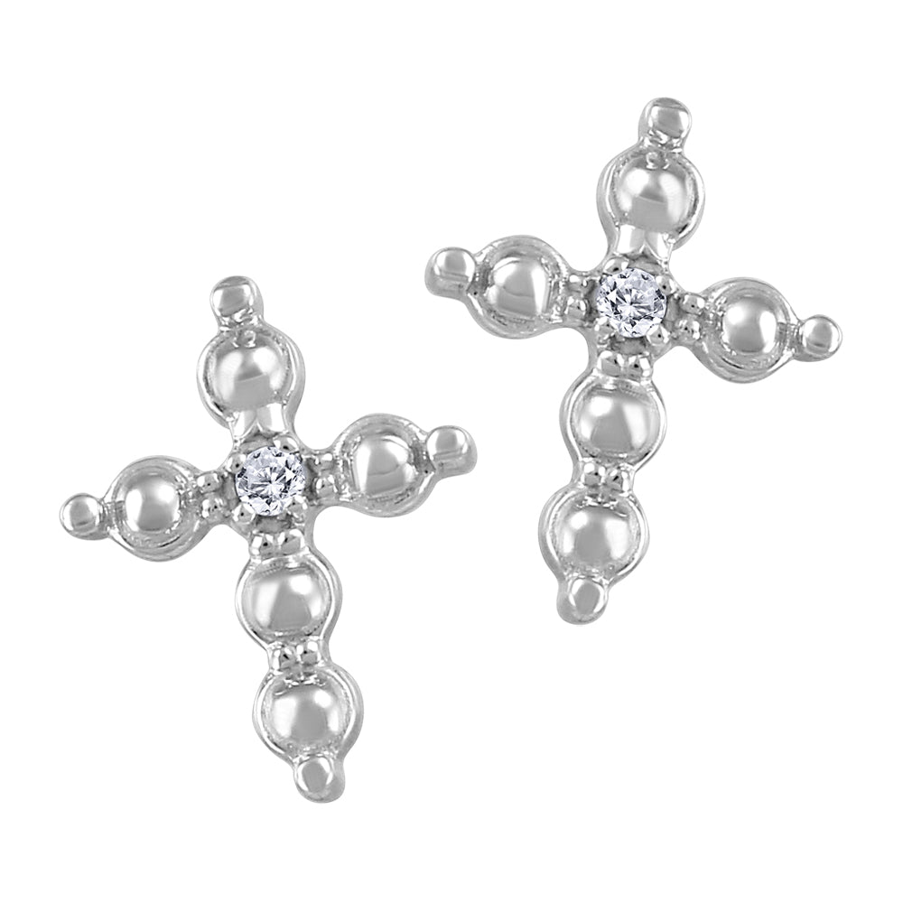 10K Cross Diamond Earrings, 0.01TDW