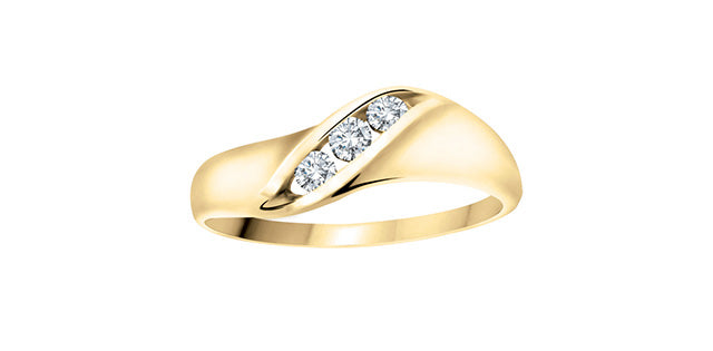 10 Karat 3 Stone Diamond Ring, 0.1 TDW