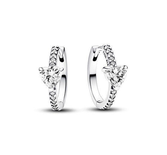 Pandora Sparkling Heart Hoop Earrings