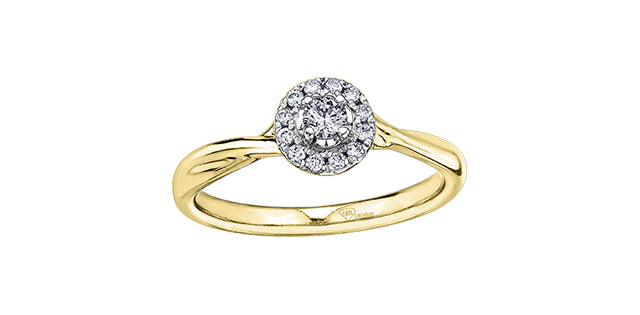 10K Round Halo Diamond Engagement Ring, 0.30 TDW