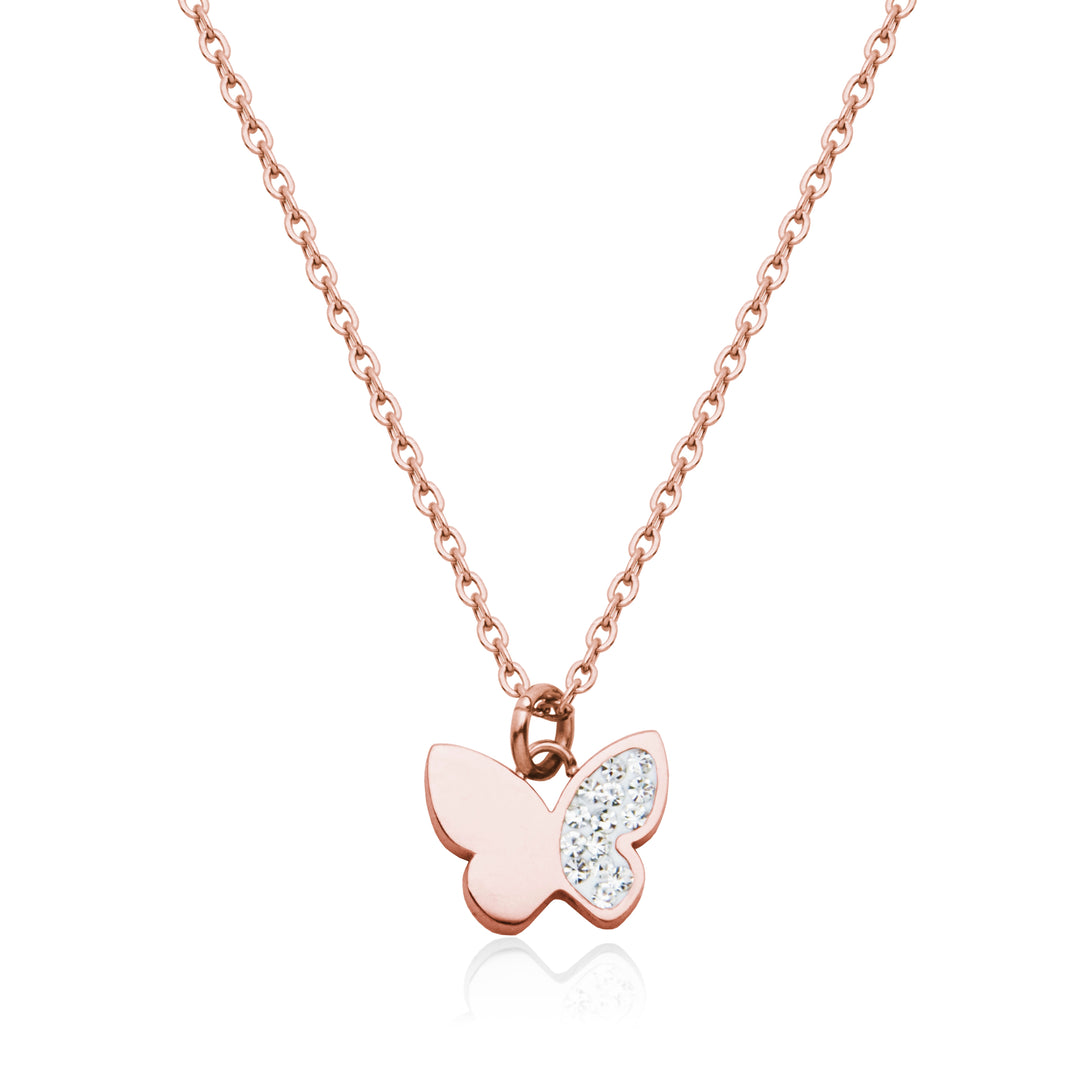 SteelX Rose Gold Plated Butterfly Pendant - 18"