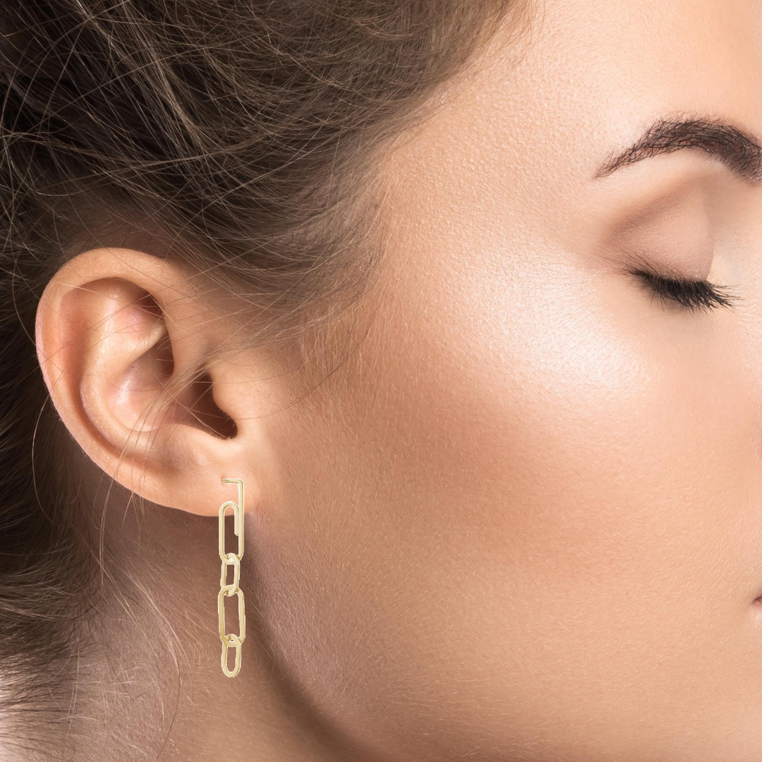 10K Paperclip Dangle Earrings