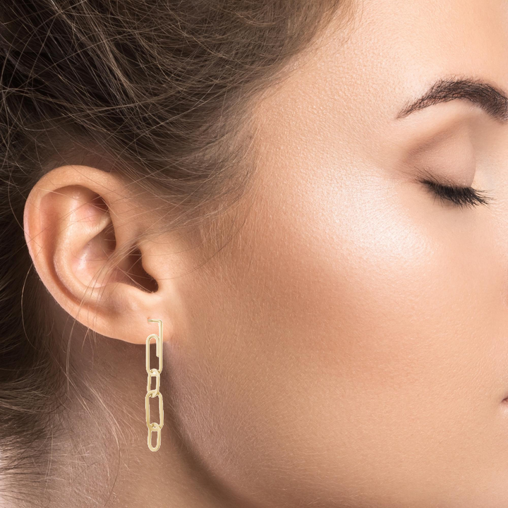 10K Paperclip Dangle Earrings