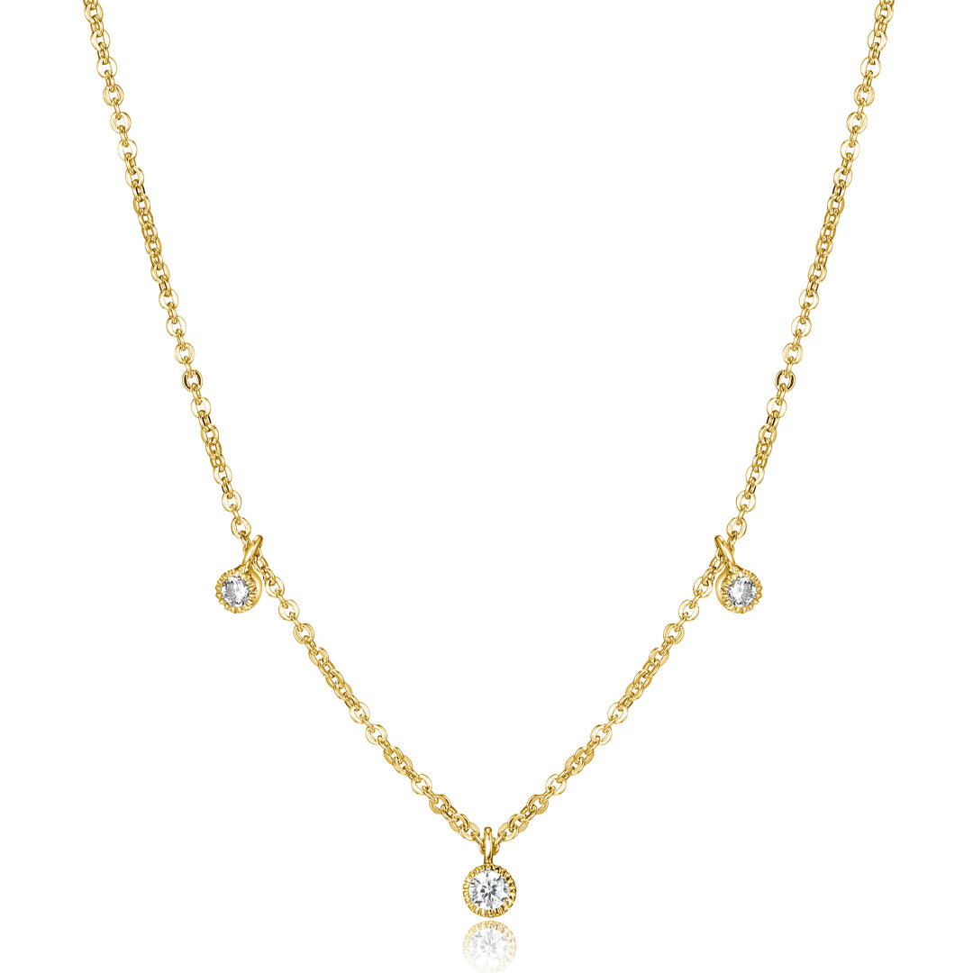 Reign sterling silver gold plated necklace set with cubic zirconias