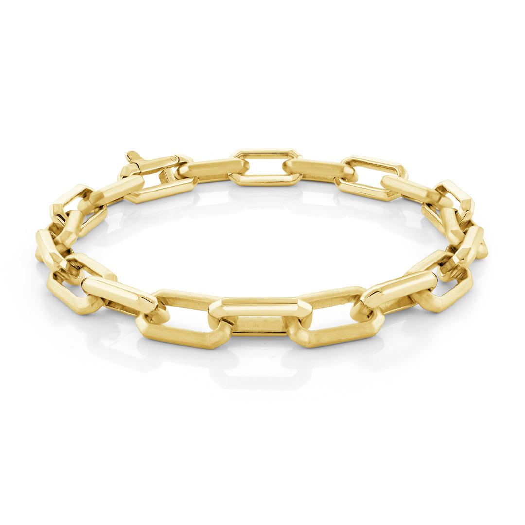 Stainless Steel Gold Plated Rectangle Link Bracelet