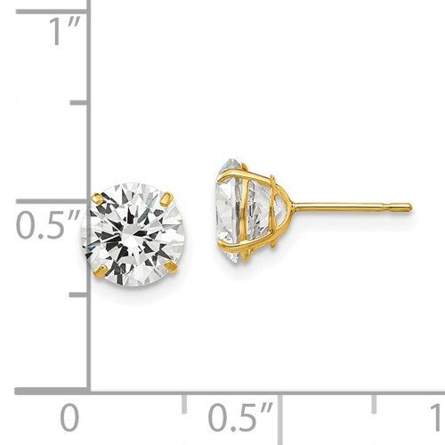 14K 7mm CZ Stud Earrings