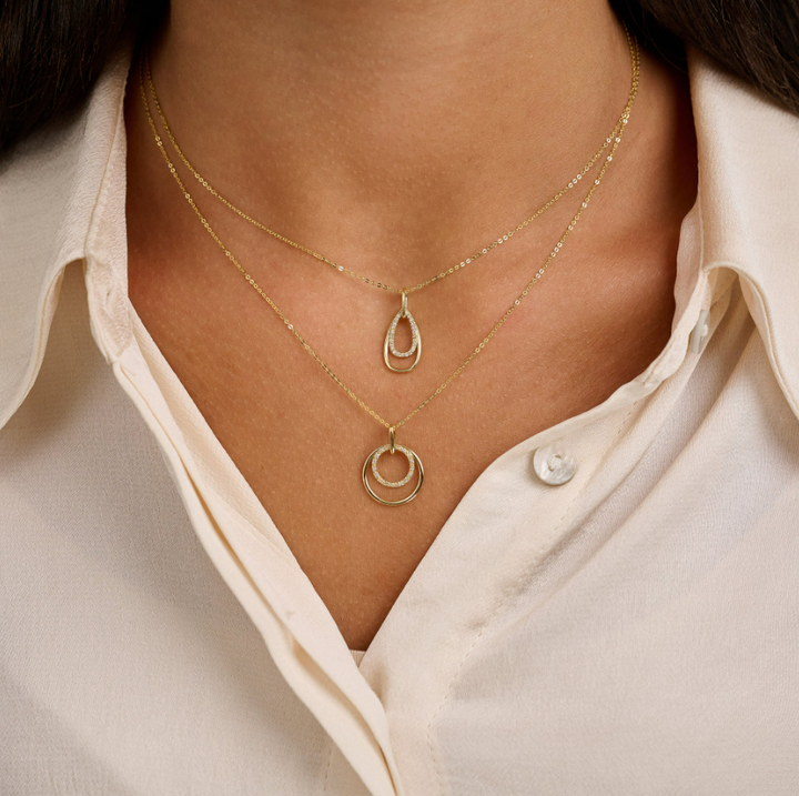 10k white gold double circle p