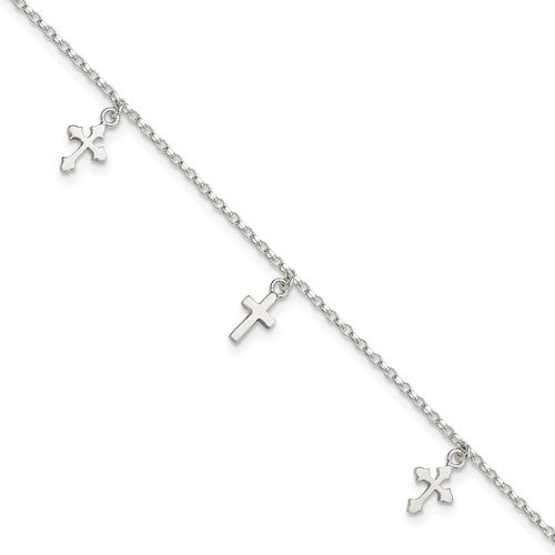 Silver Cross Anklet