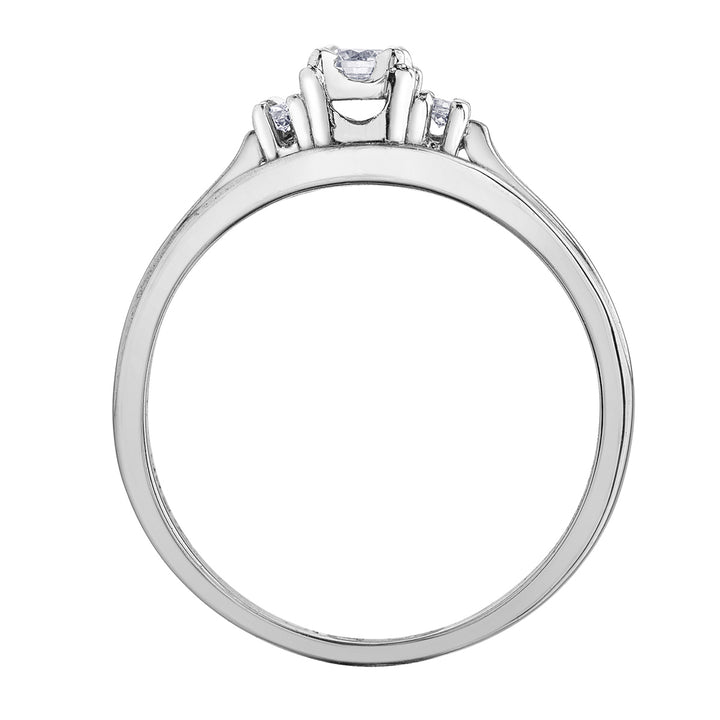 10 Karat 3 Stone Engagement Ring, 0.16 CT Center