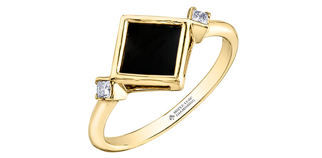 Maple Leaf Diamonds 10K Onyx & Diamond Ring