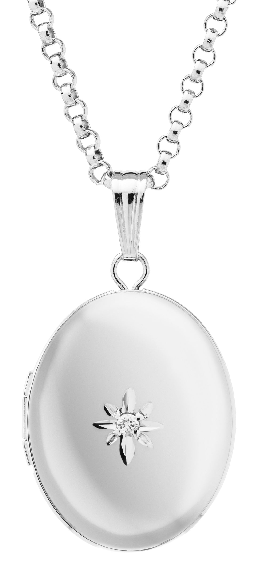 Sterling Silver Oval Locket 0.01TDW