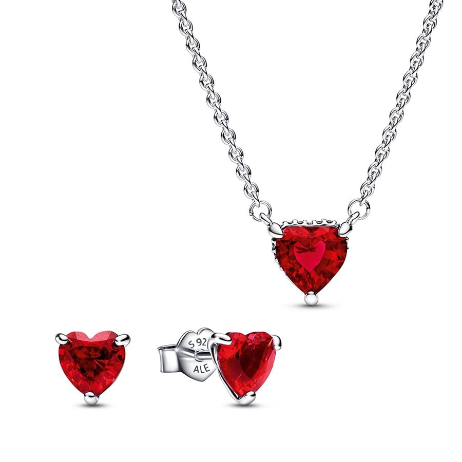 Pandora Sparkling Red Heart Jewellery Gift Set
