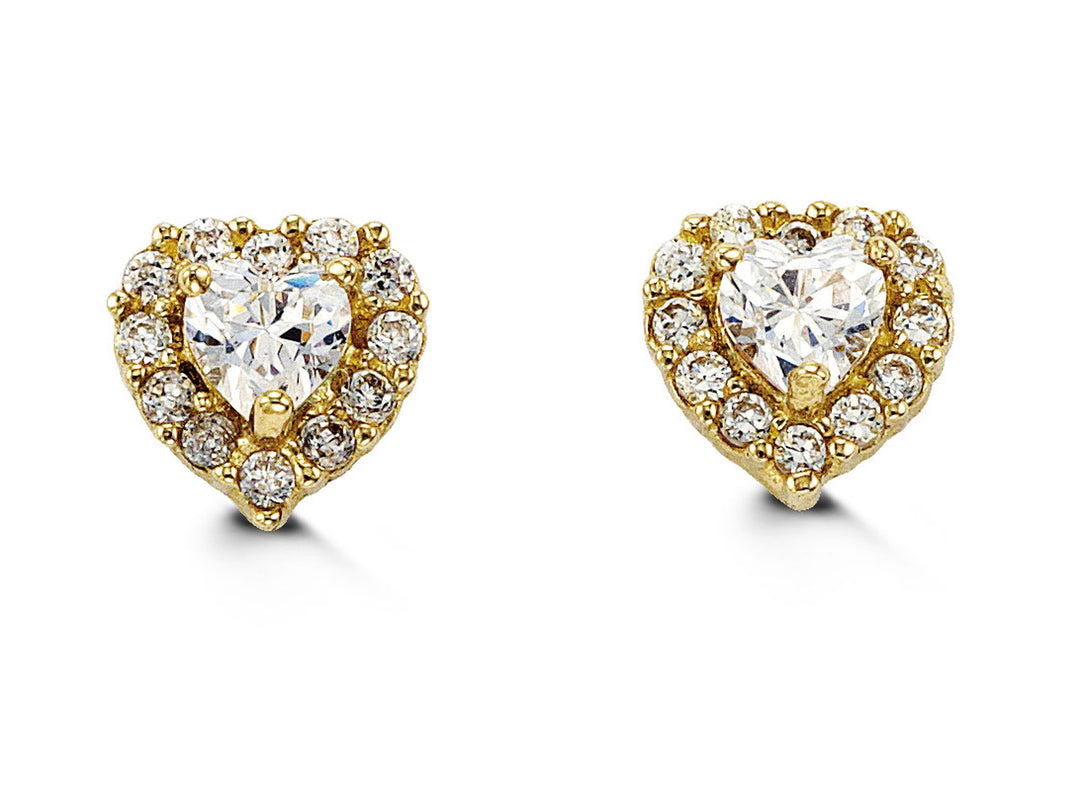 Baby Bella 14k Heart Shaped CZ Earrings