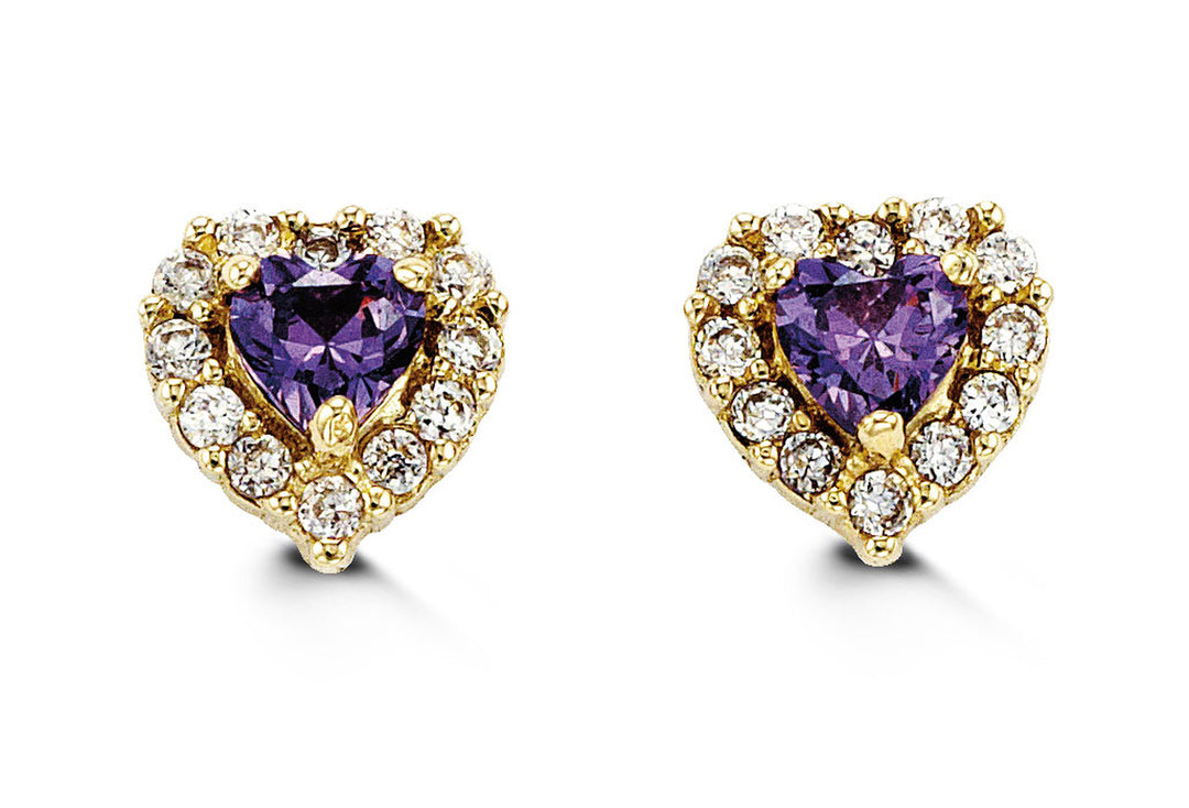 Child's 14K Heart Halo Stud Earrings
