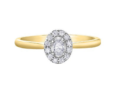 10 Karat Halo Engagement Ring, 0.10 CT Center
