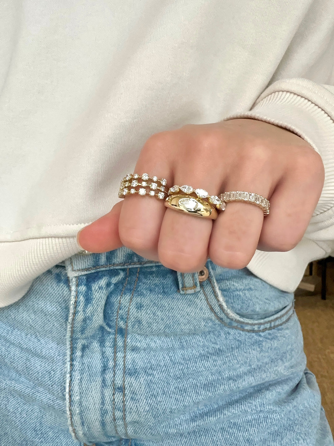Everlee 14K Multi Band Lab-Grown Diamond Ring, 0.85 TDW
