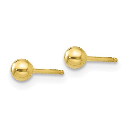 10K 3mm Ball Stud Earrings