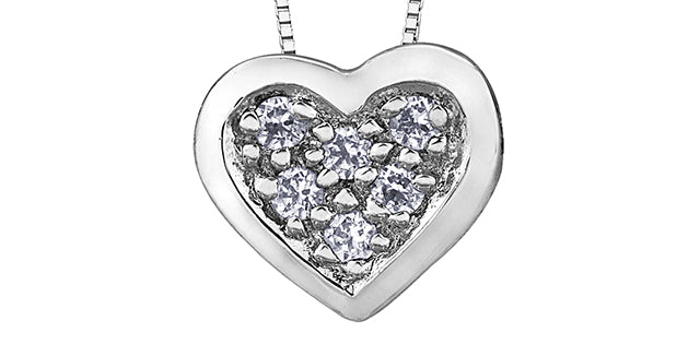 10 Karat 0.05TDW Diamond Heart Necklace, 18"