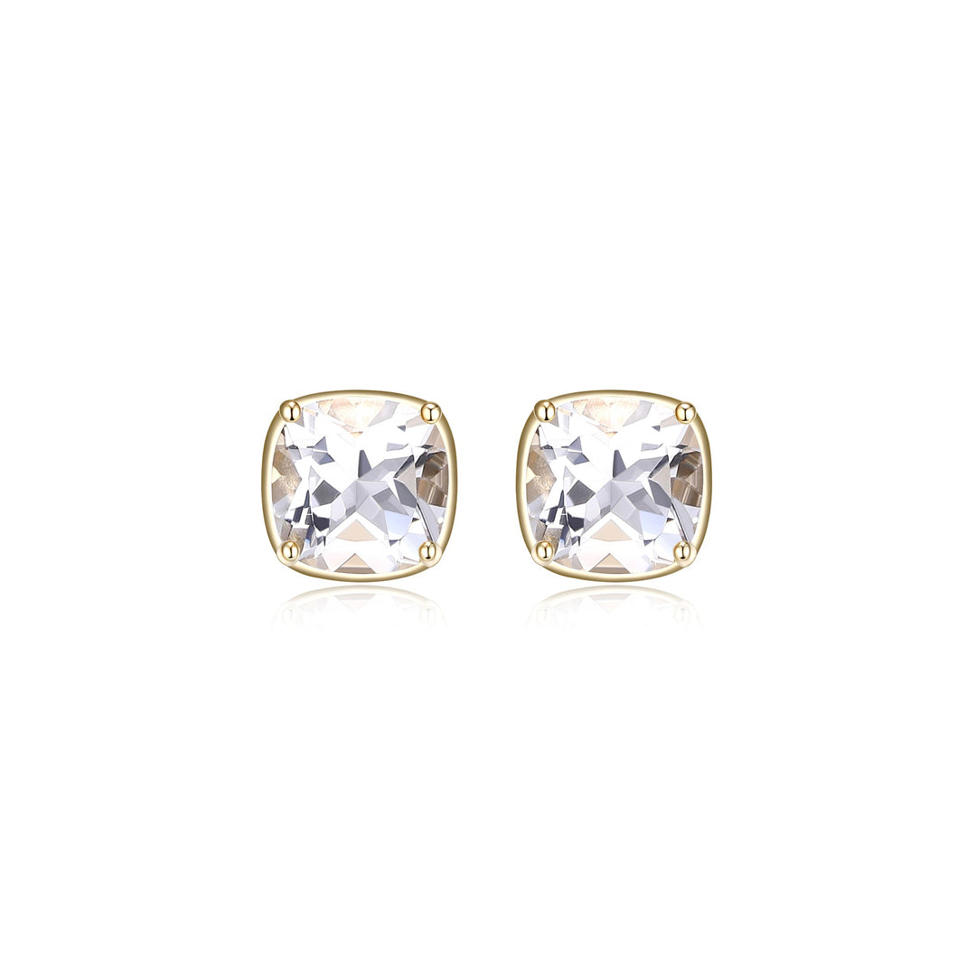 ELLE "Marble" clear Quartz cushion stud.