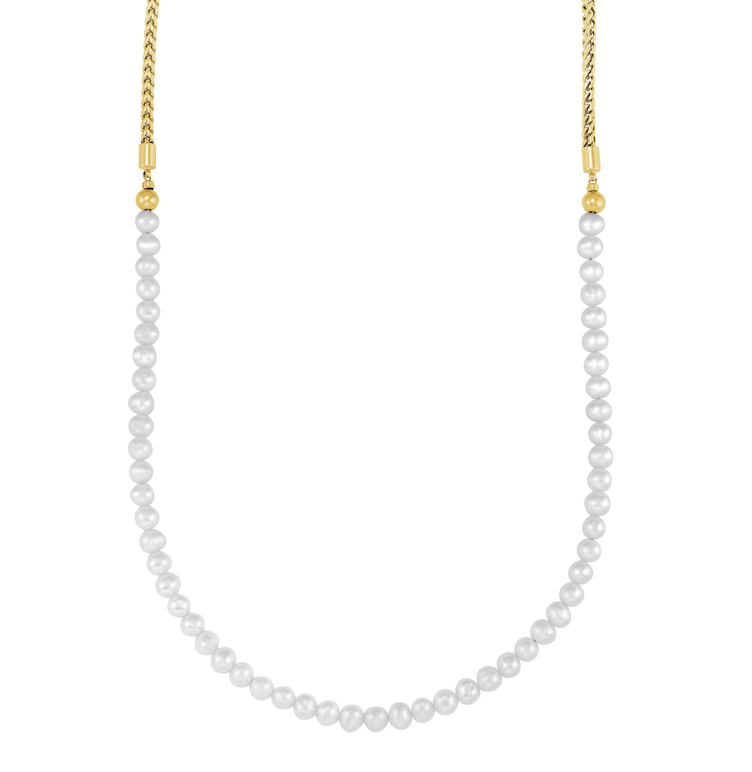 Stainless Steel Gold Plated Pearl Necklace