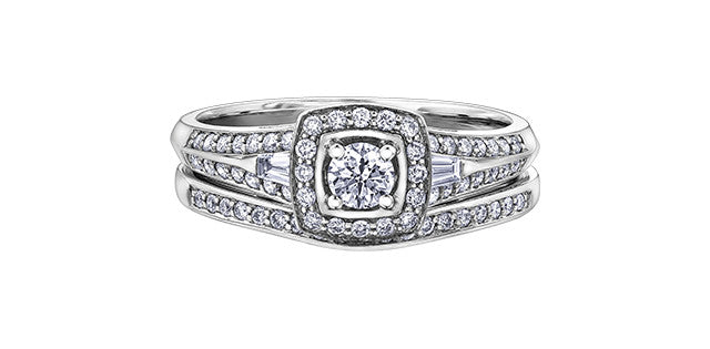14 Karat Halo Engagement Ring, 0.18 CT Center